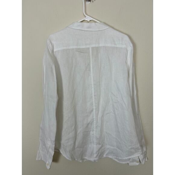 Malibu Bum 100% Linen Shirt Womens L White Button Down Coastal Beach Lightweight - Picture 2 of 8